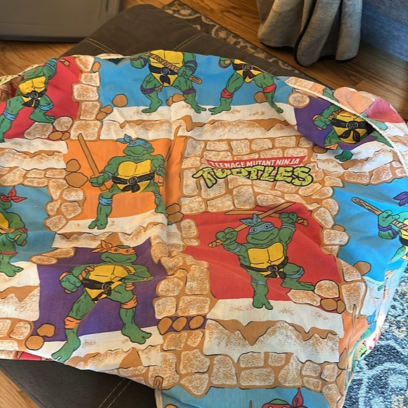 Vintage TMNT bedsheets and curtain. Only has one pillow case. In good shape. - Picture 2 of 2